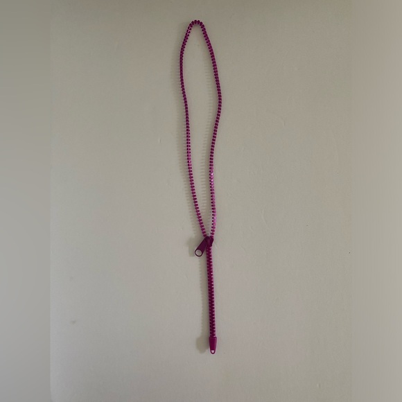 VTG 1980’s Chunky Punk Adjustable Zipper Necklace Purple Lavender Shimmer New - Picture 3 of 11